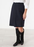 Pleated Wool Skirt in Navy